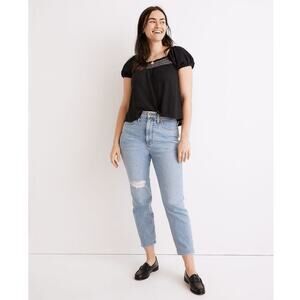 Madewell The Momjean in Austrey Wash: Ripped Edition Size 27